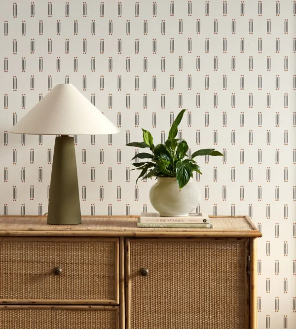 Matchsticks Wallpaper - Slate by brown misc wallpaper and wall with cabinets and vases