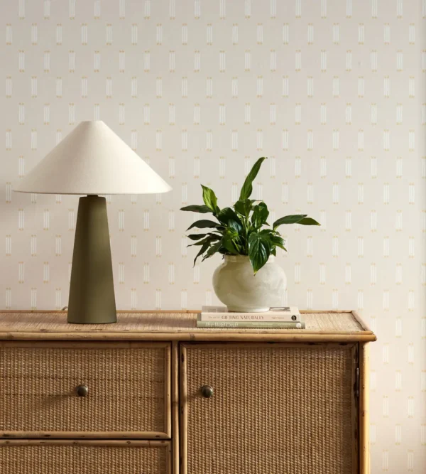 Matchsticks Wallpaper - Honey by neutral misc wallpaper and wall with cabinets and vases