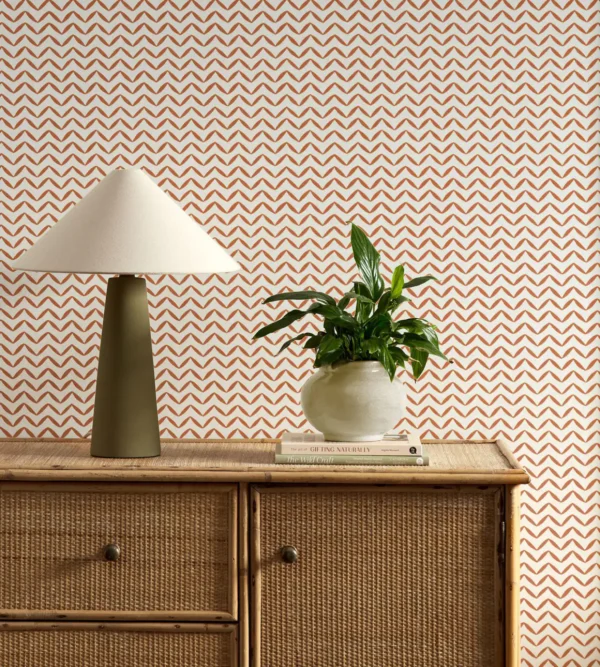 Sapling Wallpaper - Ladybird Red by orange misc wallpaper and wall with cabinets and vases