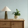 blue misc wallpaper and wall with cabinets and vases