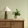 green misc wallpaper and wall with cabinets and vases