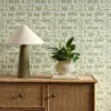 green misc wallpaper and wall with cabinets and vases