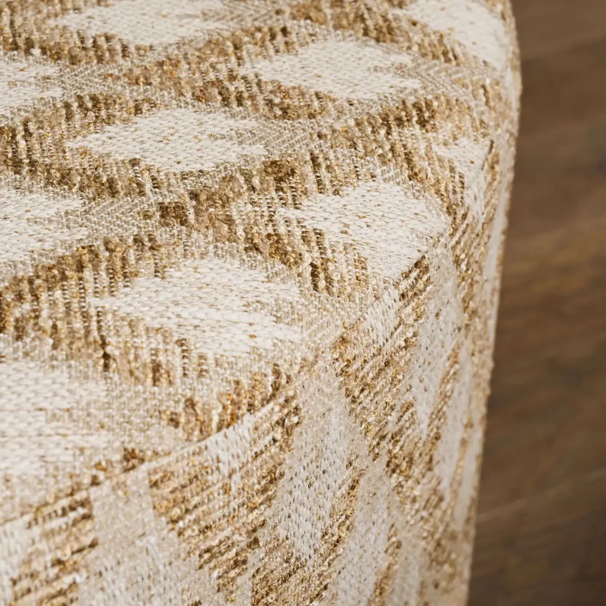 yellow geometric pouf with