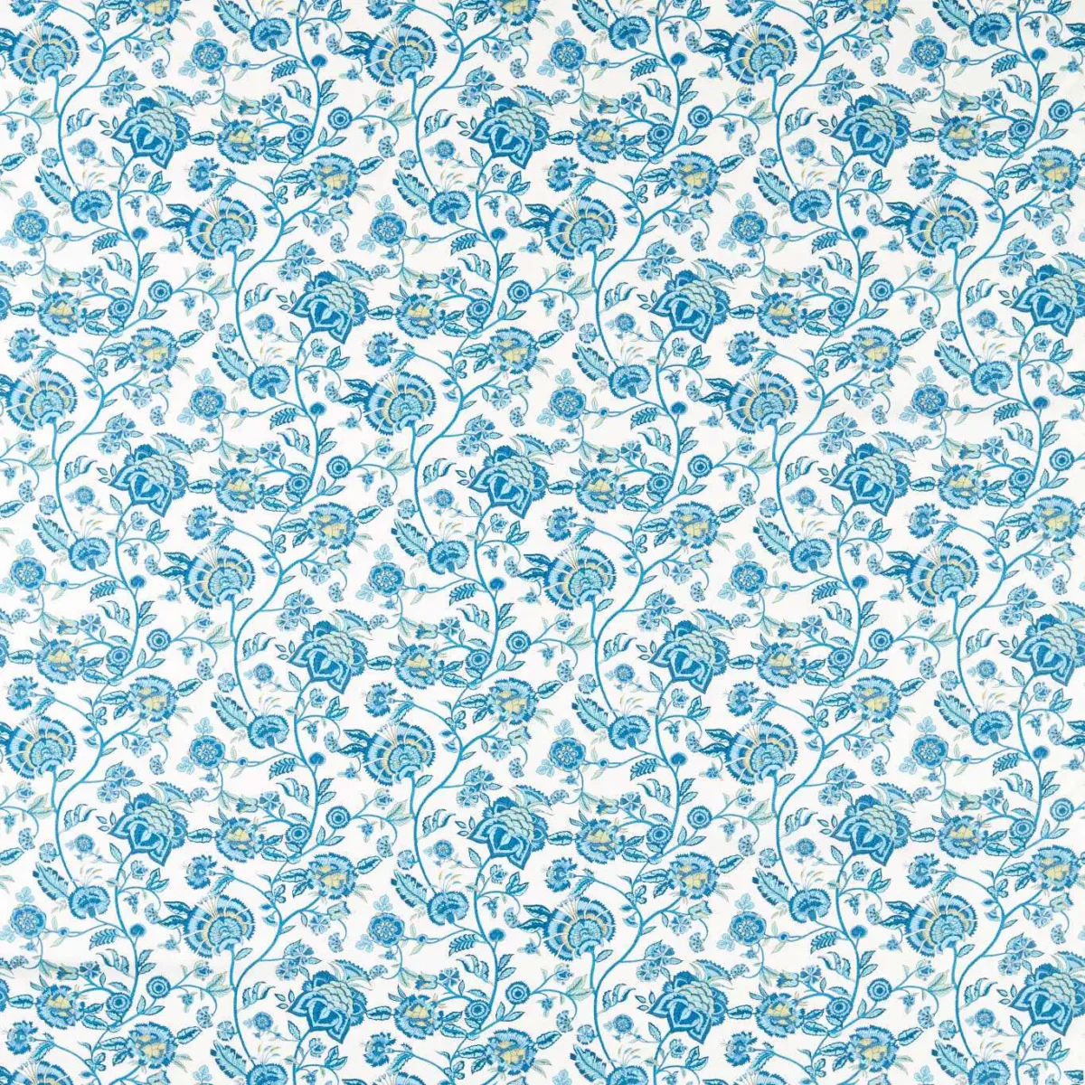 Barmeri Fabric - Cobalt by black-grey botanical cotton fabric from Clarke & Clarke