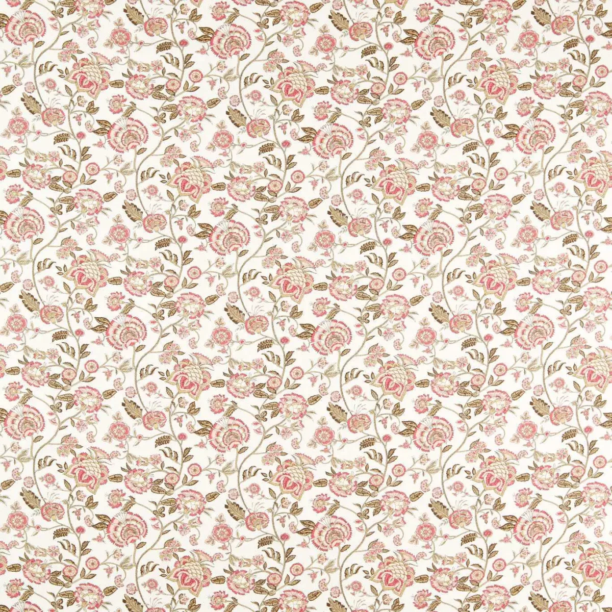 Barmeri Fabric - Natural by pink botanical cotton fabric from Clarke & Clarke