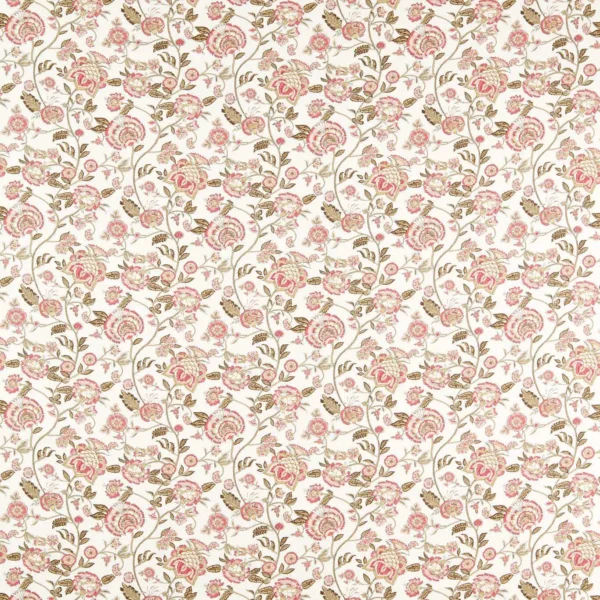 Barmeri Fabric - Natural by pink botanical cotton fabric from Clarke & Clarke