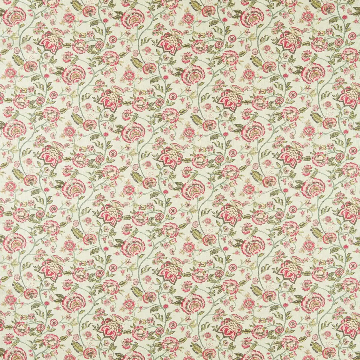Barmeri Fabric - Sage / Blush by red botanical cotton fabric from Clarke & Clarke