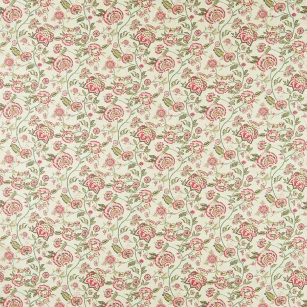 Barmeri Fabric - Sage / Blush by red botanical cotton fabric from Clarke & Clarke