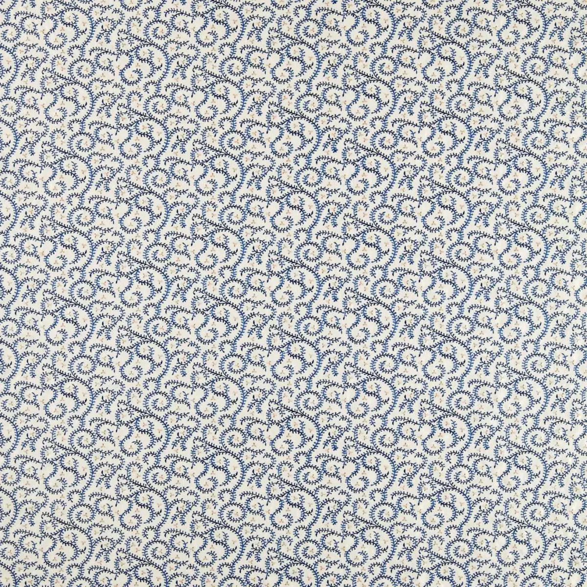 blue botanical embroideried fabric from Clarke & Clarke