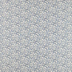 blue botanical embroideried fabric from Clarke & Clarke