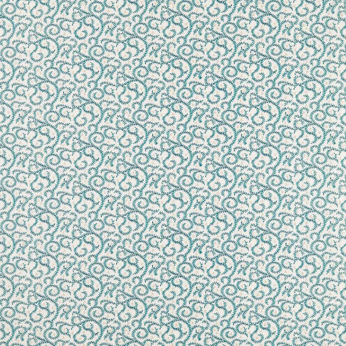 blue botanical embroideried fabric from Clarke & Clarke