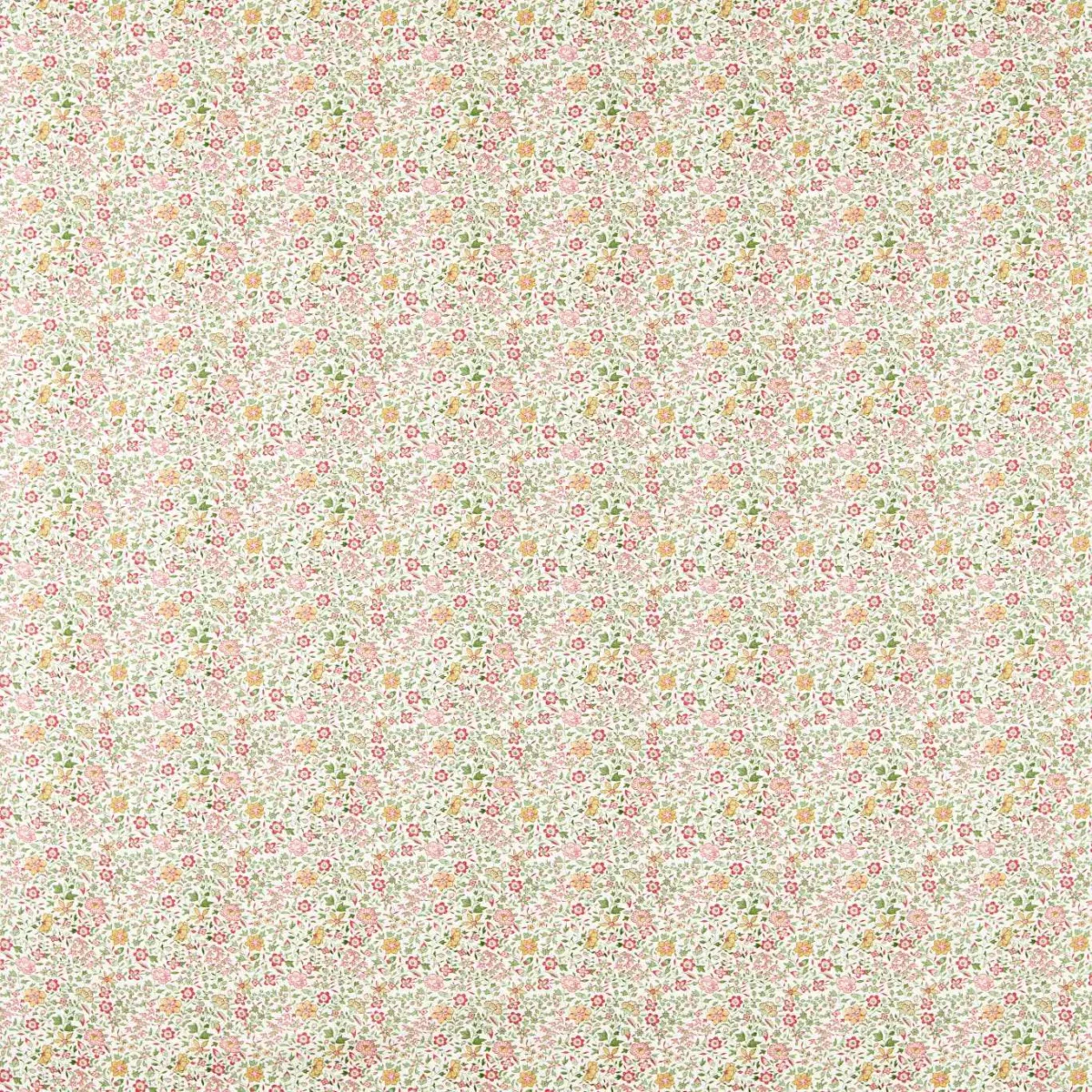Gamthi Fabric - Sage / Blush by pink botanical cotton fabric from Clarke & Clarke