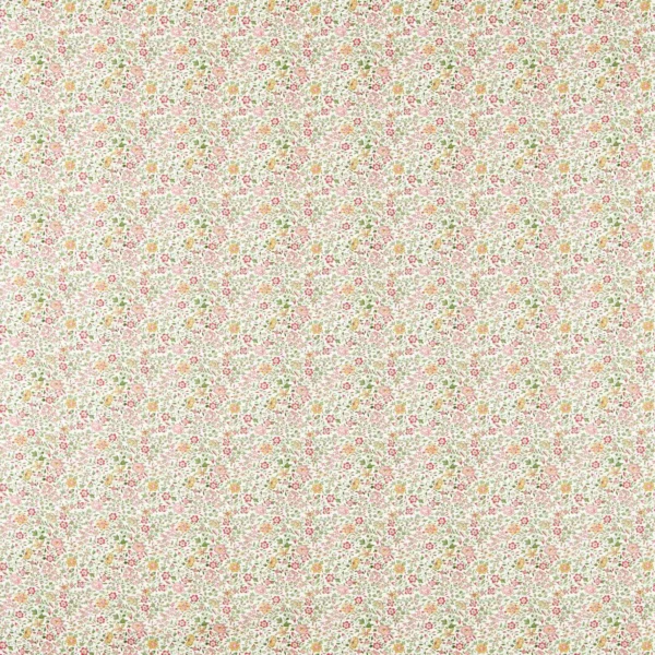 Gamthi Fabric - Sage / Blush by pink botanical cotton fabric from Clarke & Clarke