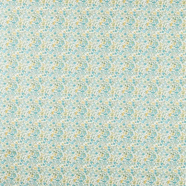 Gamthi Fabric - Teal by blue botanical cotton fabric from Clarke & Clarke