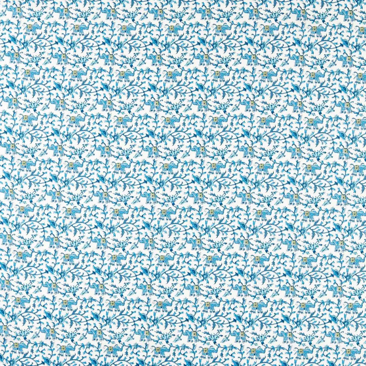 Hathi Fabric - Cobalt by blue botanical printed fabric from Clarke & Clarke