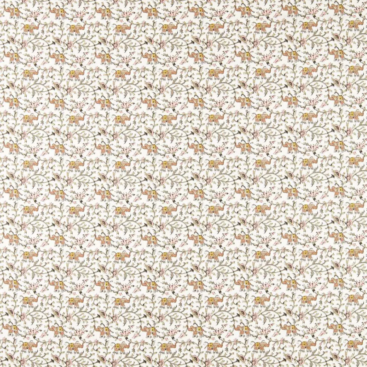 Hathi Fabric - Natural by brown botanical printed fabric from Clarke & Clarke