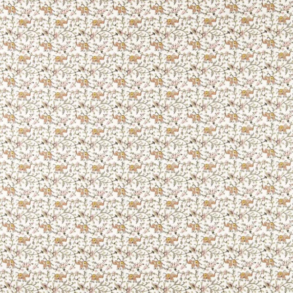 Hathi Fabric - Natural by brown botanical printed fabric from Clarke & Clarke