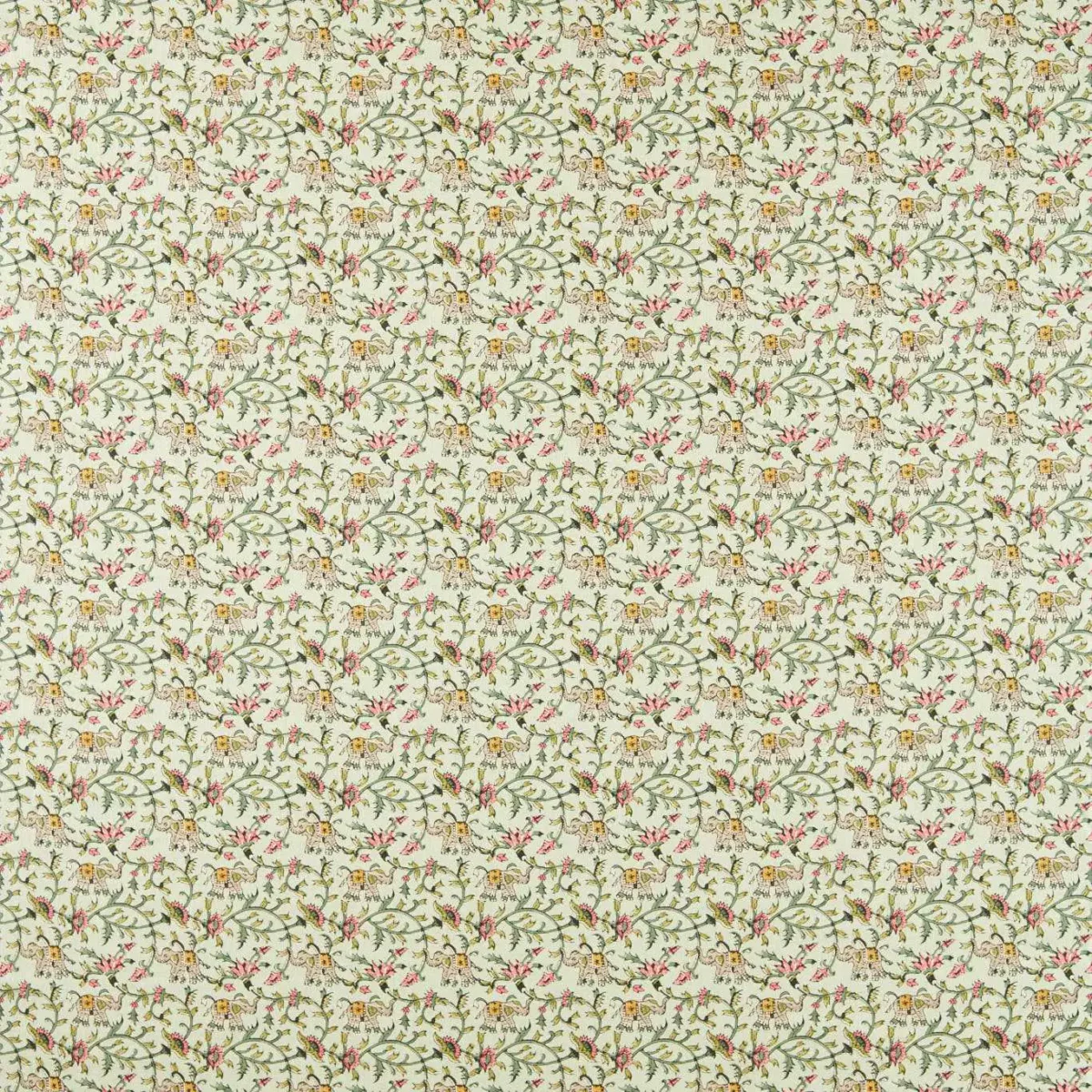 Hathi Fabric - Sage by green botanical printed fabric from Clarke & Clarke