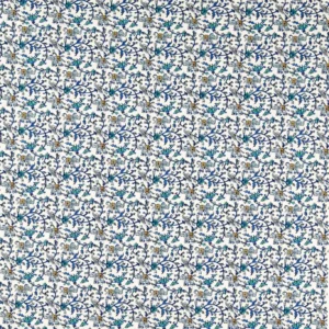 blue botanical embroideried fabric from Clarke & Clarke