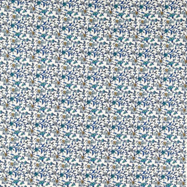 Hathi Embroidery Fabric - Cobalt by blue botanical embroideried fabric from Clarke & Clarke