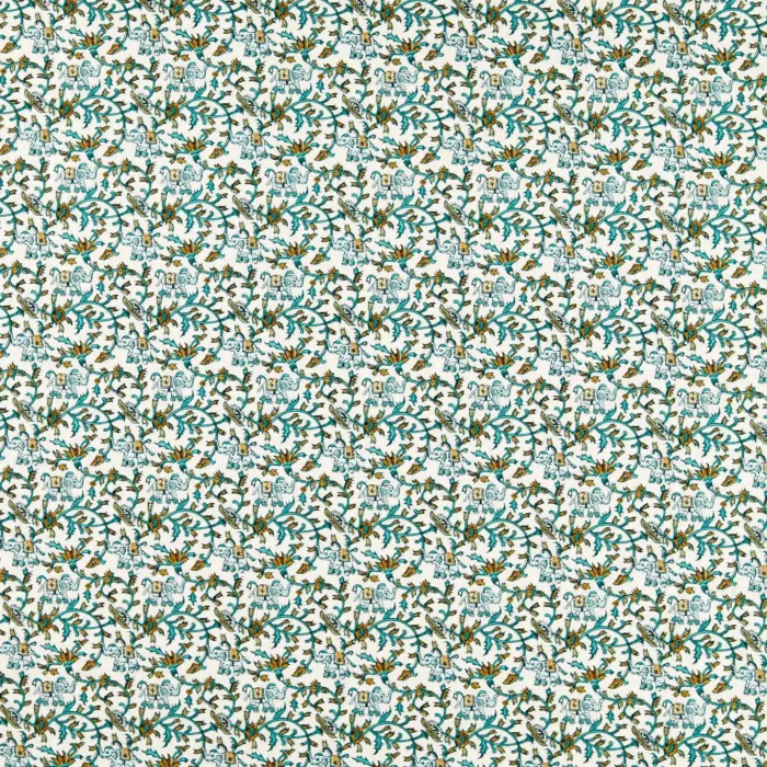 Hathi Embroidery Fabric - Teal swatch