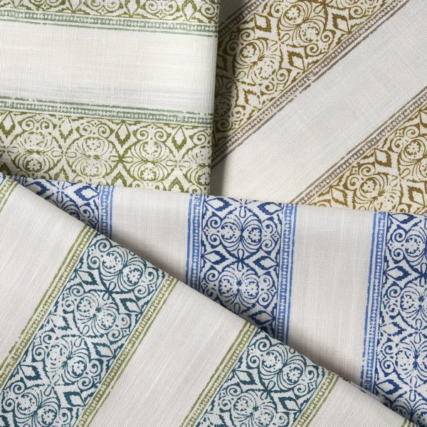 Kalamkari Fabric - Antique by yellow striped fabrics with
