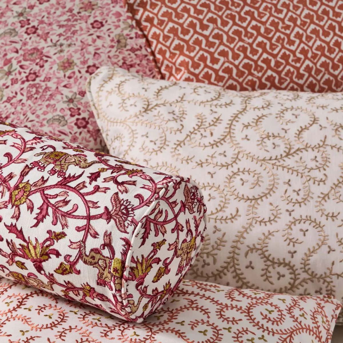 Hathi Embroidery Fabric - Raspberry by Hathi Embroidery Fabric - Raspberry from