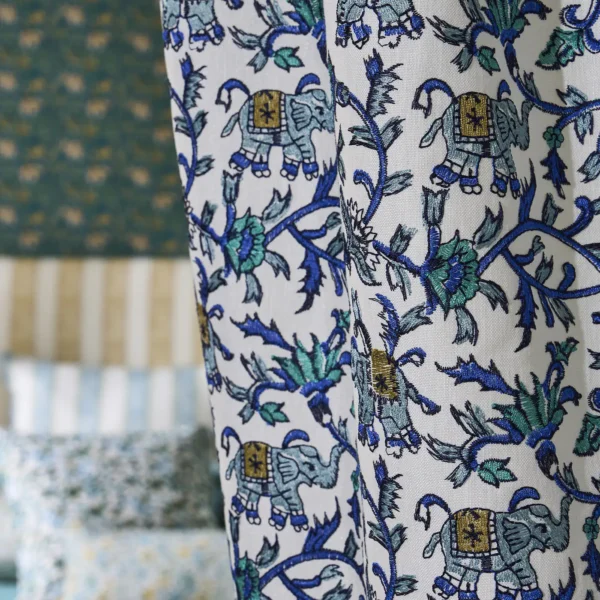 Hathi Embroidery Fabric - Cobalt by Hathi Embroidery Fabric - Cobalt from