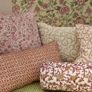 pink botanical cushion with cushion