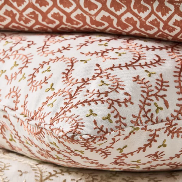 Buta Embroidery Fabric - Spice by orange botanical cushion with