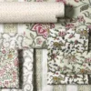 green botanical fabrics with wallpaper