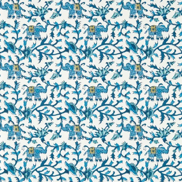 Hathi Wallpaper - Cobalt by blue botanical wallpaper from clarke & clarke