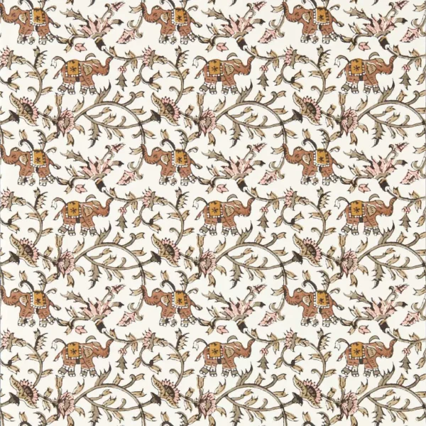 Hathi Wallpaper - Natural by brown botanical wallpaper from clarke & clarke
