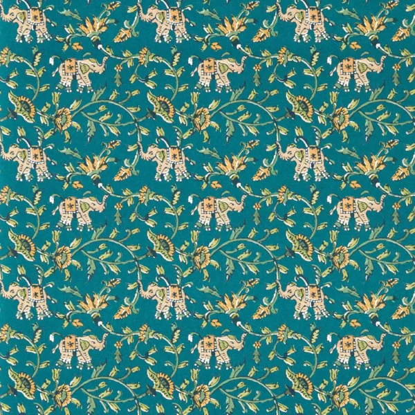 Hathi Wallpaper - Teal by blue botanical wallpaper from clarke & clarke