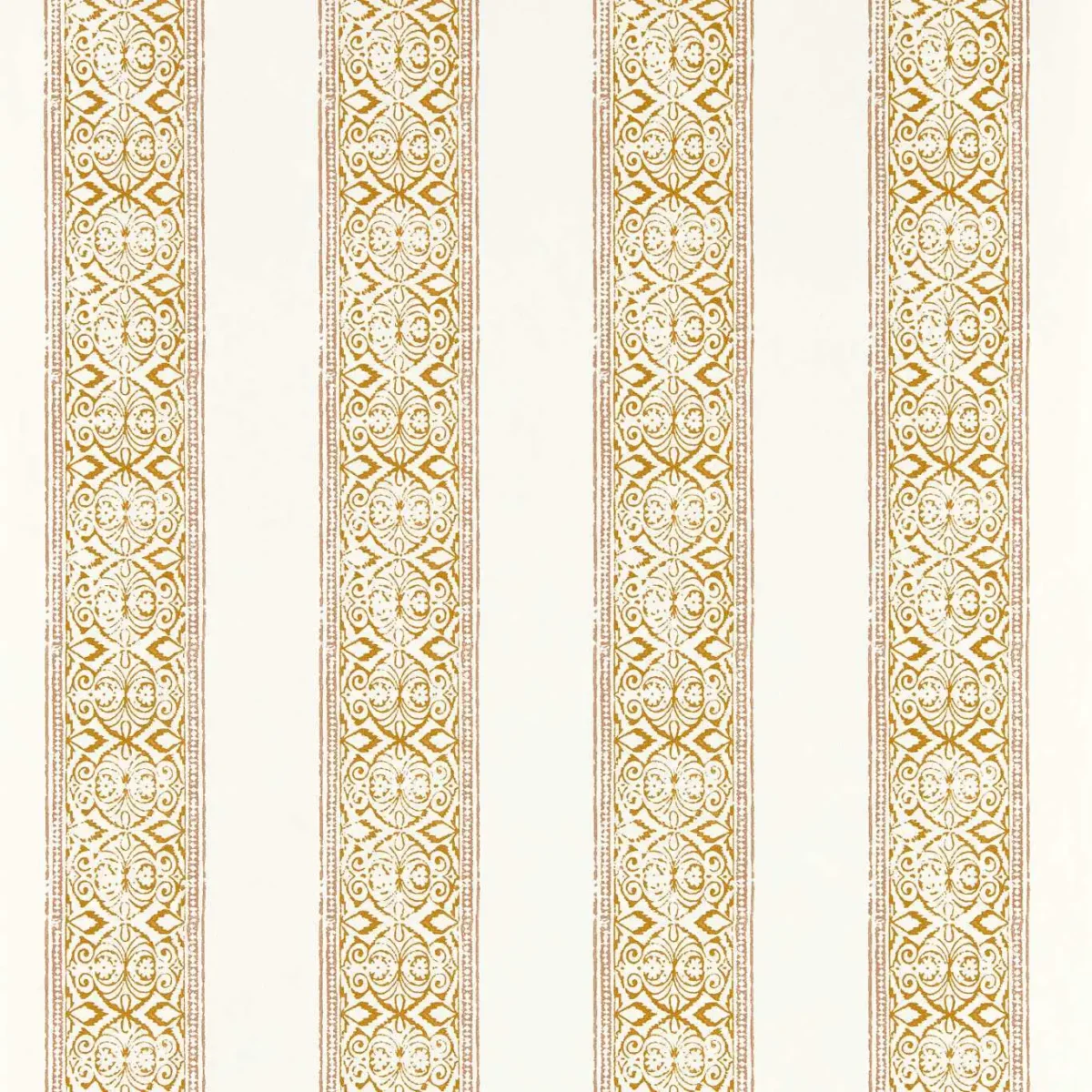 Kalamkari Wallpaper - Antique by yellow striped wallpaper from clarke & clarke