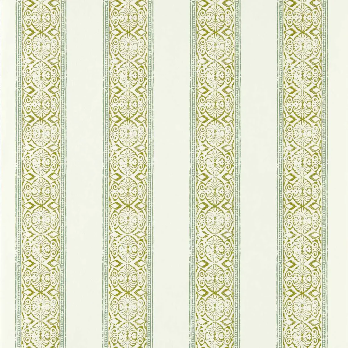 Kalamkari Wallpaper - Sage by green striped wallpaper from clarke & clarke