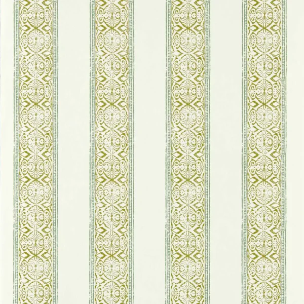 Kalamkari Wallpaper - Sage by green striped wallpaper from clarke & clarke
