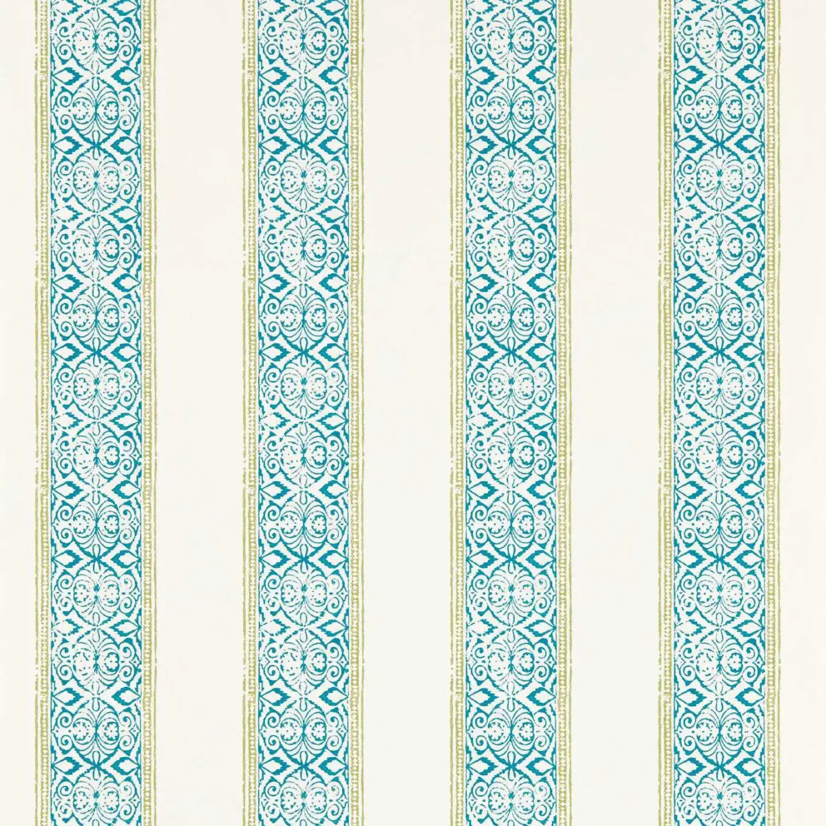 Kalamkari Wallpaper - Teal by blue striped wallpaper from clarke & clarke