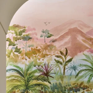 multicolour botanical wallpaper and wall with wallpaper
