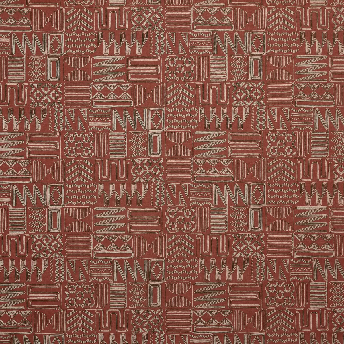 Imara Fabric - Cinnabar by red misc embroideried fabric from Prestigious Textiles