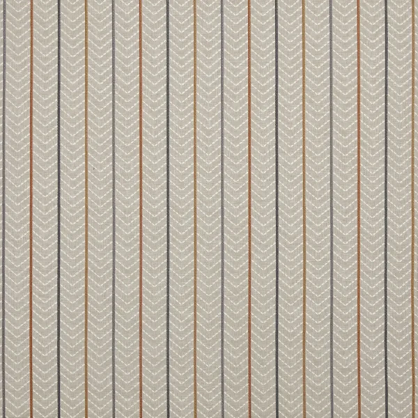 Kitwana Fabric - Rattan by black-grey striped embroideried fabric from Prestigious Textiles