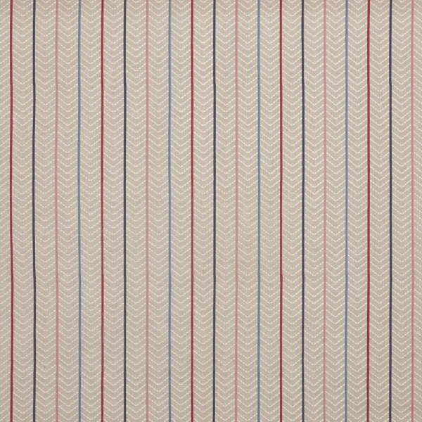 Kitwana Fabric - Indigo by neutral striped embroideried fabric from Prestigious Textiles