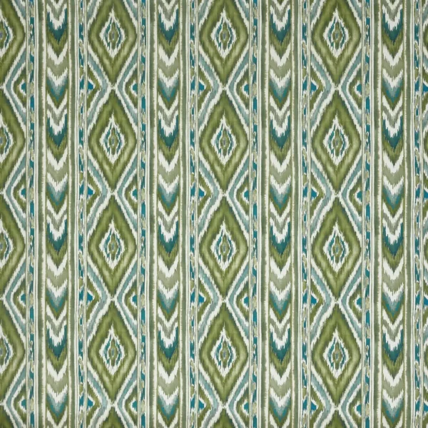 Sekani Fabric - Cactus by green geometric printed fabric from Prestigious Textiles