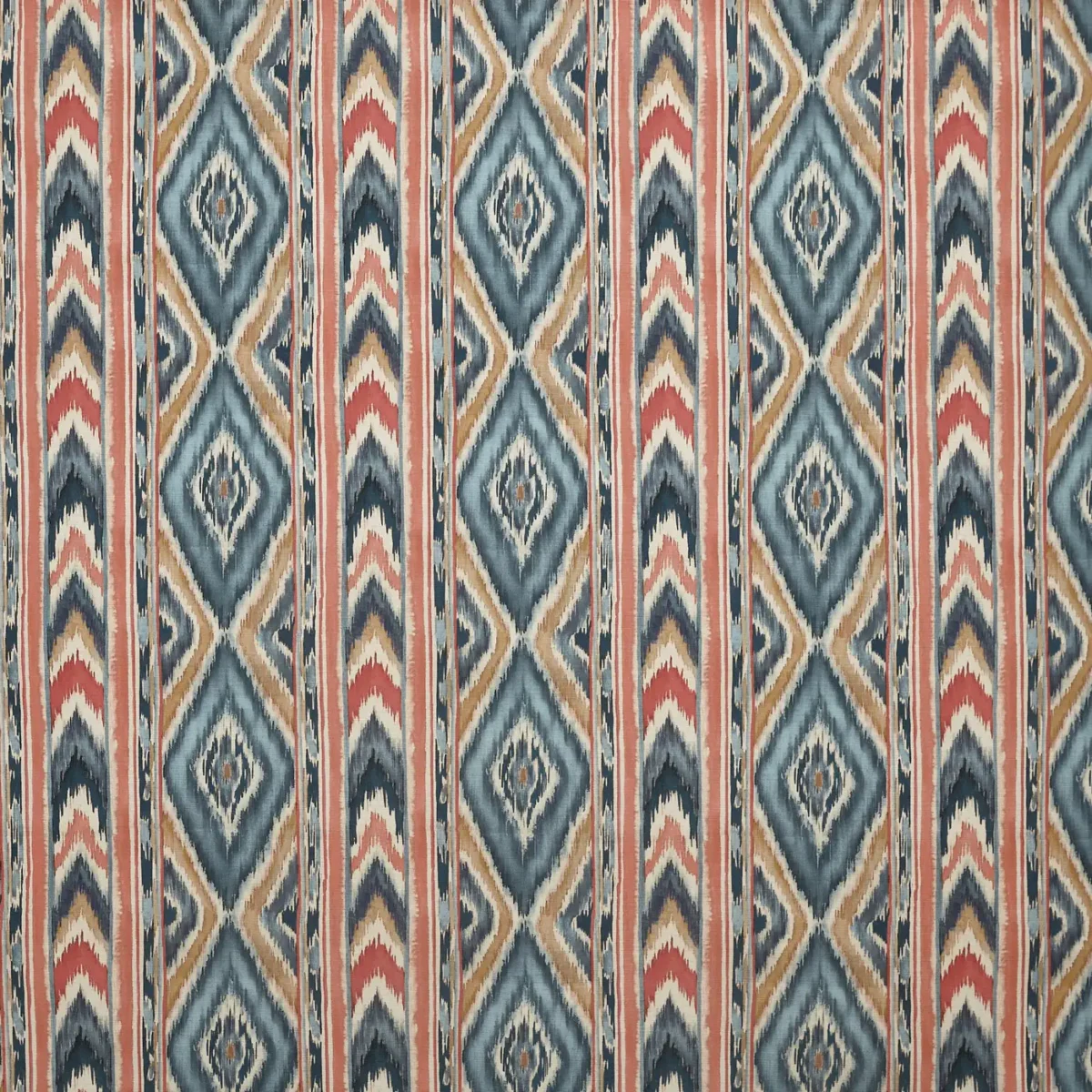 Sekani Fabric - Indigo by blue geometric printed fabric from Prestigious Textiles