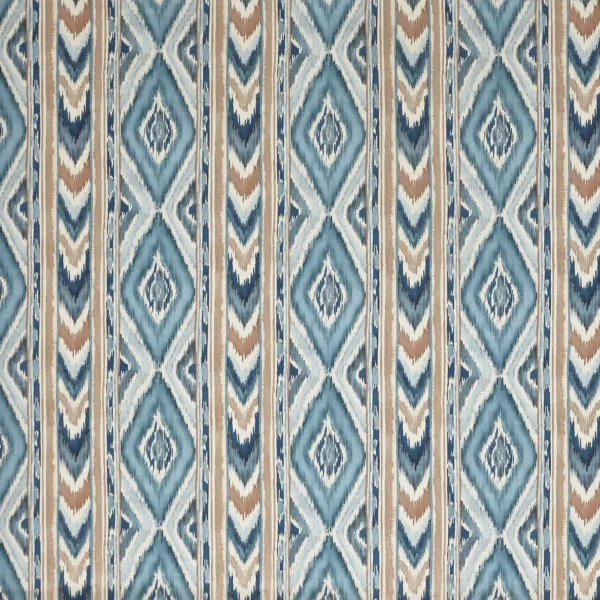Sekani Fabric - Ocean by blue geometric printed fabric from Prestigious Textiles
