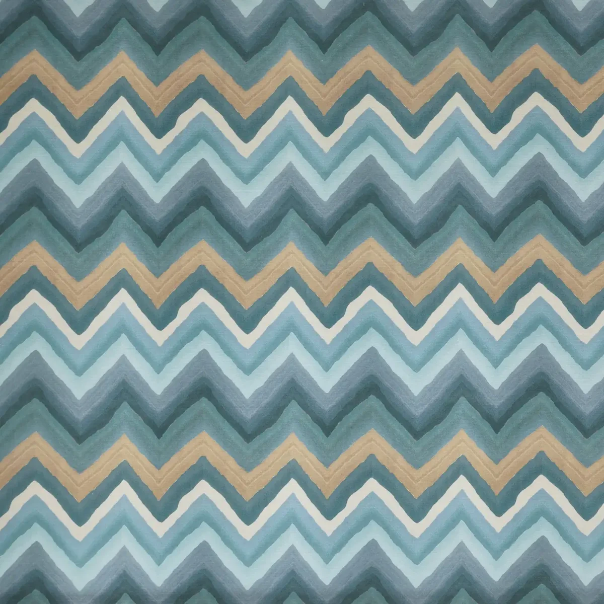 Zendaya Fabric - Ocean by blue geometric printed fabric from Prestigious Textiles