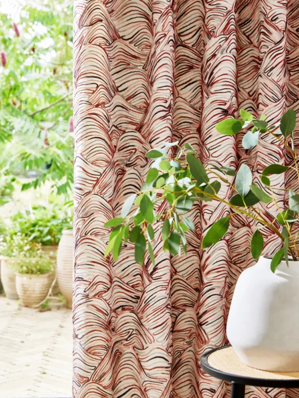 Liyana Fabric - Cinnabar by purple misc curtain with vases