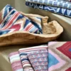red striped fabrics with fabrics