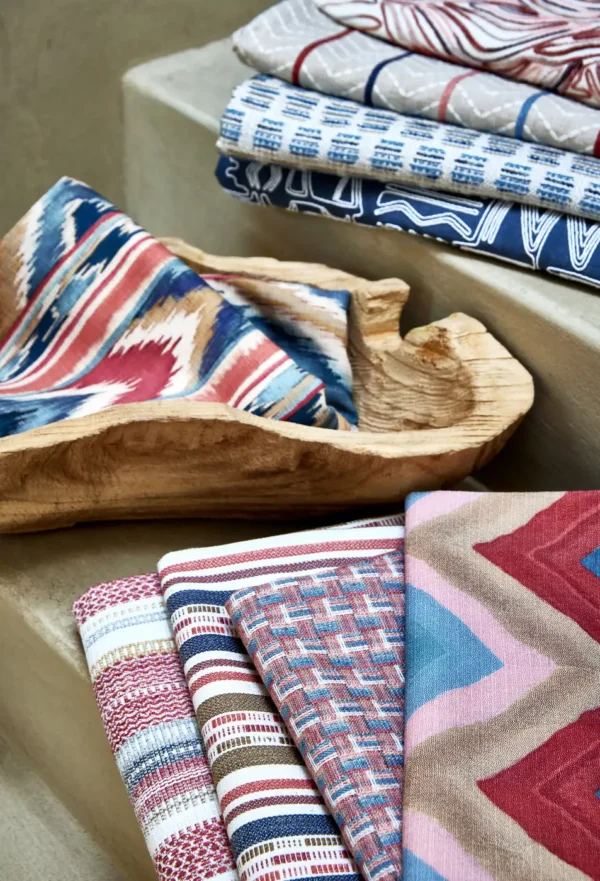 Temika Fabric - Berry by red striped fabrics with fabrics