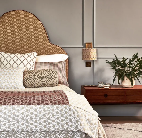 Mary Fabric - Canvas by yellow misc bed with cushion and vases